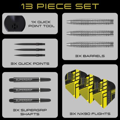6. Harrows NX-90 Tapered QP Darts 90% Stahlspitze