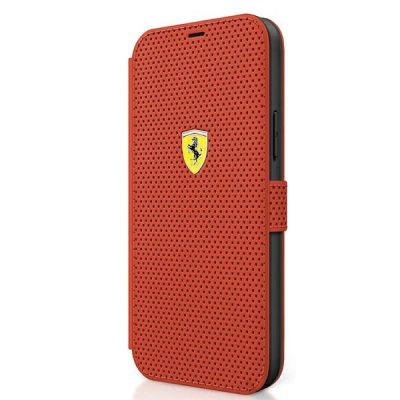 2. Ferrari FESPEFLBKP12SRE iPhone 12 mini 5.4" rot/rotes Buch On Track Perforated