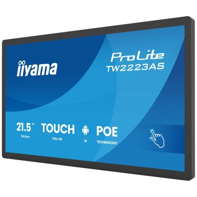 4. iiyama TW2223AS-B3P Digital Signage-Display, interaktives Flachbildschirm-Display, 54,6 cm (21,5 Zoll), Wi-Fi, 450 cd/m² Full HD, schwarzer Touchscreen, integrierter Prozessor, Android, 24/7-Betrieb