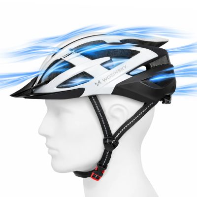 11. Wozinsky MTB-Fahrradhelm mit abnehmbarem Visier und USB-Rücklicht, Größe M – Schwarz und Weiß