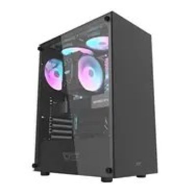 darkFlash DK100 schwarz / ATX / lüfterlos / 3x USB-A / transparente Seite / ohne Netzteil