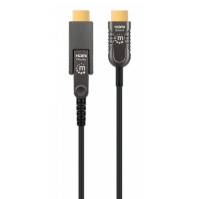 2. MANHATTAN Hochgeschwindigkeits-Aktiv-Glasfaserkabel mit abnehmbarem Stecker, 4K@60Hz UHD, HDMI-Stecker auf Micro-HDMI-Stecker (Typ D) und abnehmbarer HDMI-Stecker (Typ A), 20 m, HEC, ARC, vergoldete Kontakte