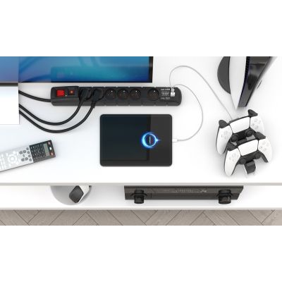 5. Acar S6 USB-A+C-Überspannungsschutz (Schnellladegerät) 1,5 m; schwarz