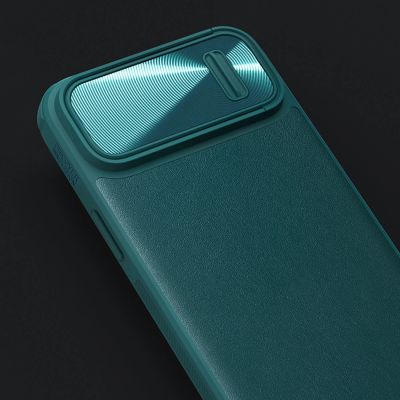 9. Nillkin CamShield Leather S Case iPhone 14 Plus Hülle mit Kameraabdeckung grün
