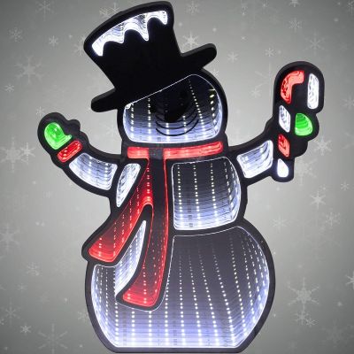 10. Spiegeldekoration mit LED-Diode, Unendlichkeitsspiegeleffekt, Schneemann