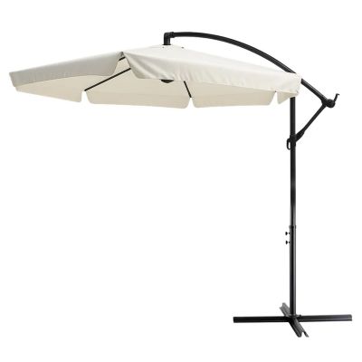 4. Extralink Black Forest Gartenschirm mit Seitenteilen, großer 3 m beiger Freiarmschirm für Terrasse und Garten mit sechseckiger Halterung, beige, schwarz