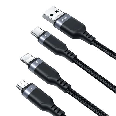 4. Joyroom Multi-Use Series S-A18 3in1 USB-A – Lightning /USB-C/Micro-USB-Kabel 0,3 m – Schwarz