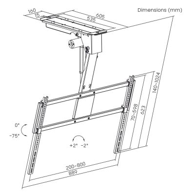 12. MACLEAN Elektrische TV-Deckenhalterung, Tuya-Halterung, max. VESA 800x400, für Fernseher von 43-86 Zoll, max. 55 kg, MC-176 T