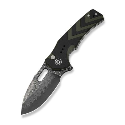 CIVIVI Vexron Damast G10 gefrästes Messer in Schwarz und Grün