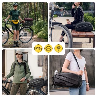 7. Wozinsky Fahrradgepäckträgertasche mit langem Gurt und erweiterbaren Seitentaschen – Schwarz
