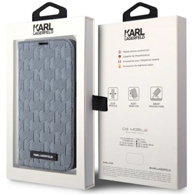 7. Karl Lagerfeld KLBKP14XSAKLHPG iPhone 14 Pro Max 6,7" Bücherregal Silber/Silber Saffiano Monogram