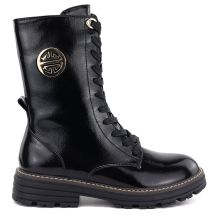 Damen-Ankle-Boots aus Lackleder, gefüttert, schwarz, Jezzi ASA259-10