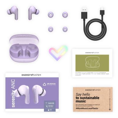 8. Energy Sistem True Wireless Ohrhörer Serenity ANC mit Mikrofon, Bluetooth, Lavendel, ANC