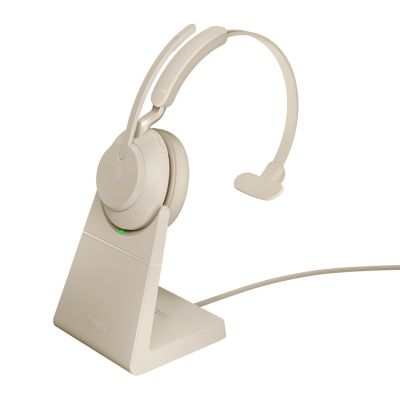 Jabra Evolve2 65 UC Mono Link380c Kabelloser Over-Ear-Kopfhörer, Beige + Ständer