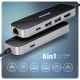 4. AXAGON HMC-6GLN USB-Hub, 2x USB-A, 1x USB-C, 1x HDMI 2.0, 1x RJ45, 100 W PD – Silber