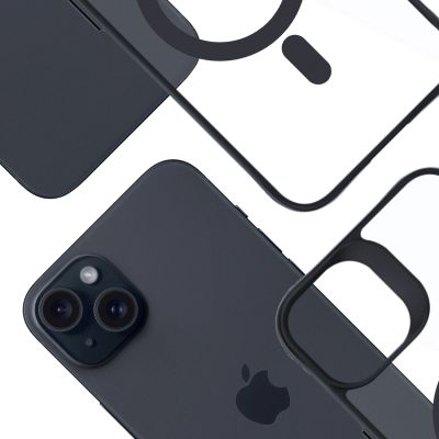 11. 3mk Satin Armor MagCase Hülle mit MagSafe für iPhone 15 Plus – transparent mit schwarzem Rahmen