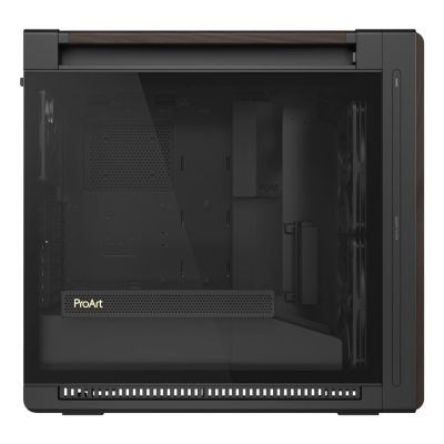 35. ASUS ProArt PA602 Wood Edition Modern Black – Midi-Tower mit Seitenwand aus gehärtetem Glas, Schwarz, Holz