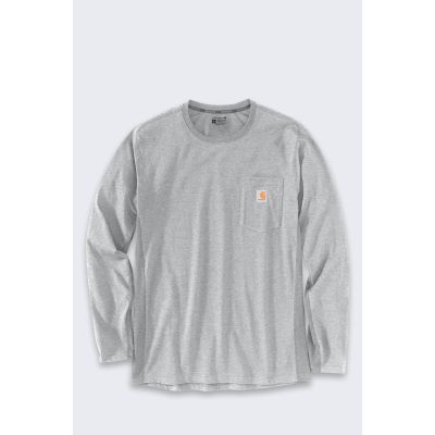 Carhartt Midweight Langarm-T-Shirt mit Tasche – Heather Grey, Größe: M