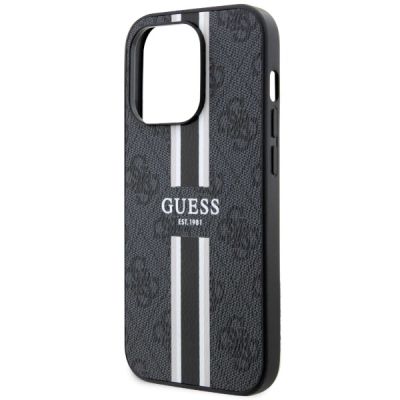 6. Guess GUHMP14LP4RPSK iPhone 14 Pro 6,1" schwarz/schwarzes Hardcase 4G bedruckte Streifen MagSafe