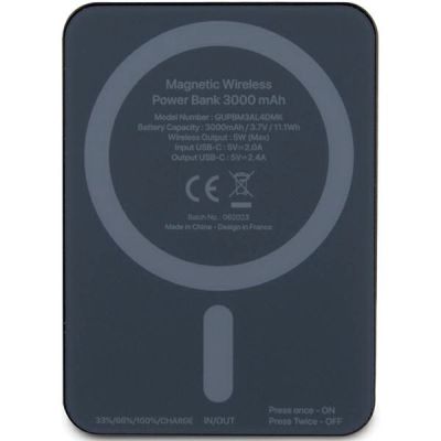 3. Guess MagSafe Metal Script Logo Induktions-Powerbank 5W 3000mAh - Schwarz