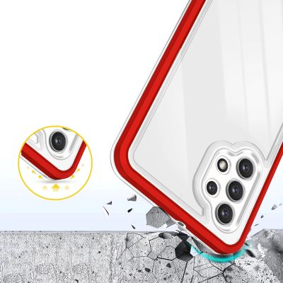 6. Klare 3in1 Hülle für Samsung Galaxy A72 4G Frame Gel Cover Rot