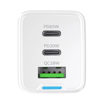 3. Wozinsky GaN 65W Ladegerät mit USB-A 2xUSB-C Anschlüssen mit 65W USB-C Kabel - Weiß