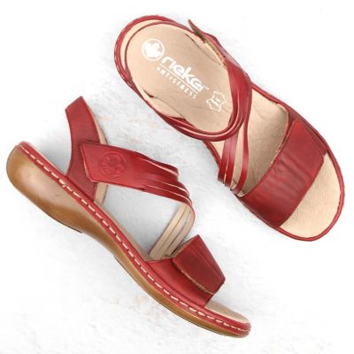 8. Rieker W RKR685 bequeme Ledersandalen rot