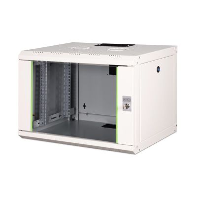 10. Digitus Unique 19" 7U Wand-Netzwerkschrank, 600 x 450 mm, Glastür, grau, ungeteilt, montiert, 100 kg