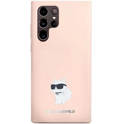 3. Karl Lagerfeld Choupette Metal Pin-Hülle aus Silikon für Samsung Galaxy S23 Ultra – Rosa