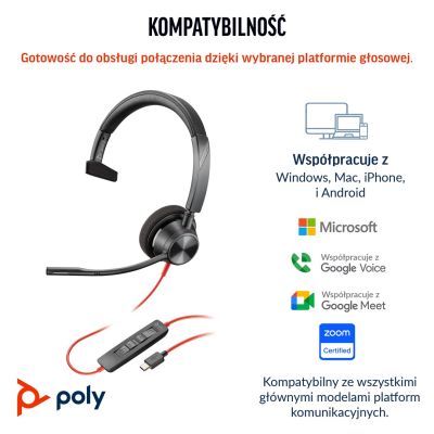 11. Poly Blackwire 3310 Mono Microsoft Teams USB-C Headset