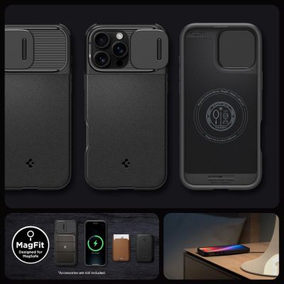 14. Spigen Optik Armor Mag Hülle mit MagSafe für iPhone 16 Pro Max – Schwarz