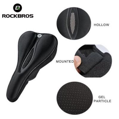 8. Gel-Sattelbezug für Fahrradsattel Rockbros LF047-S aus Silikon, Größe M – schwarz