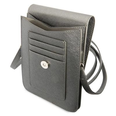 4. Guess Handtasche GUWBSATMGR grau / graues Saffiano-Dreieck
