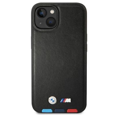 3. Hülle BMW BMHCP14S22PTDK iPhone 14 6.1 "schwarz / schwarz Leder Stamp Tricolor