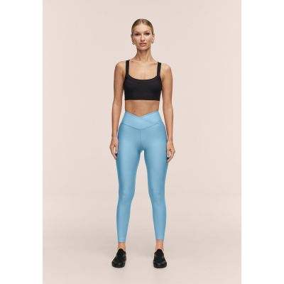 3. CASALL Damen-Leggings mit überlappendem, hohem Bund, Trainingsleggings, Blau