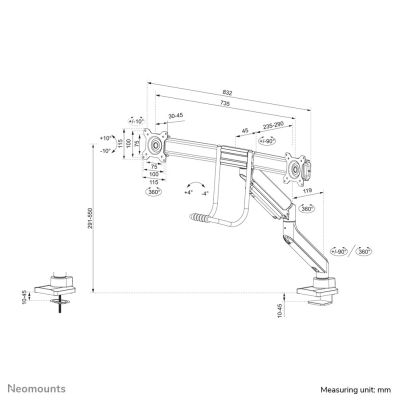 19. Neomounts DS75-450BL2 Monitorhalterung/Ständer 81,3 cm (32") Schreibtisch Schwarz