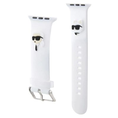 3. Karl Lagerfeld 3D Rubber Karl&Choupette Heads Armband für Apple Watch 38/40/41 mm – Weiß
