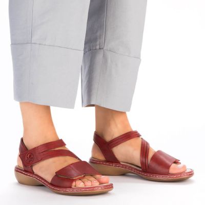 17. Rieker W RKR685 bequeme Ledersandalen rot
