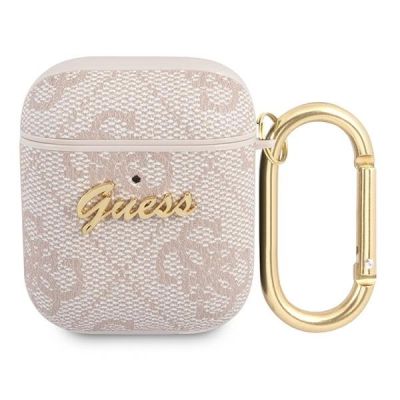 Guess 4G Script Metal Collection Case für AirPods 1 / 2 - Rosa