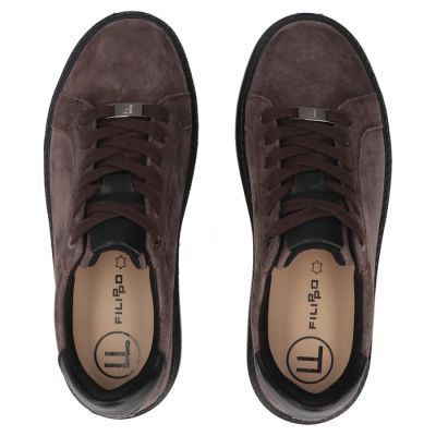 6. Damen-Plateau-Sneaker aus Leder, braun, Filippo DP6119