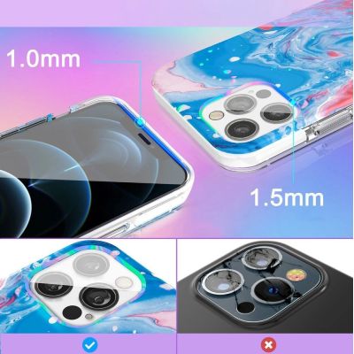 4. Kingxbar Watercolor Series farbenfrohe Hülle für iPhone 12 Pro Max blau-pink