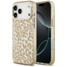 Guess Leopard Glitter MagSafe Hülle für iPhone 17 Pro Max - Braun