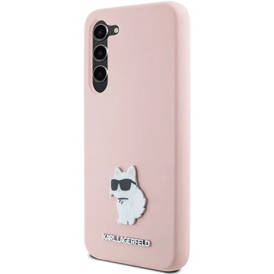 2. Karl Lagerfeld Choupette Metal Pin-Hülle aus Silikon für Samsung Galaxy S23+ – Rosa