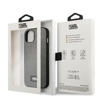 8. Karl Lagerfeld KLHCP13SSFMP2DG iPhone 13 mini 5,4" Hardcase silber / silber Saffiano Plaque