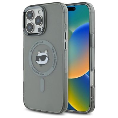 Karl Lagerfeld IML Metal Choupette Head MagSafe Hülle für iPhone 16 Pro – Schwarz