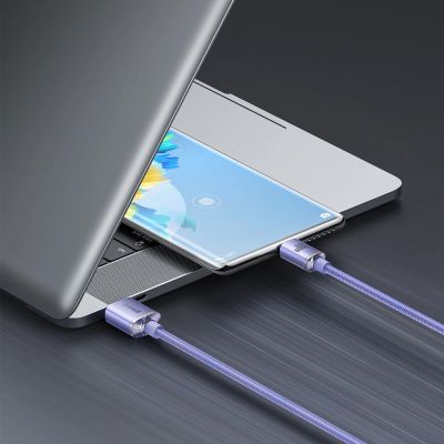 10. Baseus Crystal Shine Series Kabel USB-Kabel für schnelles Aufladen und Datenübertragung USB Typ A - USB Typ C 100W 2m Lila (CAJY000505)
