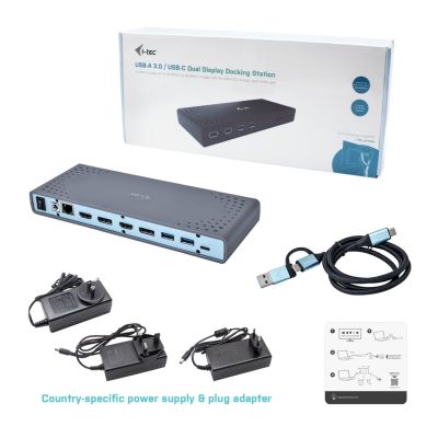 7. i-tec CADUAL4KDOCK Kabelgebundene Dockingstation USB 3.2 Gen 1 (3.1 Gen 1) Typ-C Schwarz, Türkis