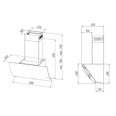 7. AKPO WK-4 Clarus 60 Weiße Kaminhaube (600 mm; gebogene weiße Glasfront)