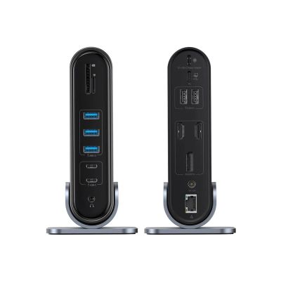 12. Baseus UnionJoy USB-C Dockingstation (2x HDMI 4K@60Hz, 1x DisplayPort 4K@60Hz, 3x USB-A 3.0, 2x USB-C 3.0, 2x USB-A 2.0, 1x RJ45 PD PC, 1x SD+TF, 1x 3,5-mm-Klinkenanschluss) – Grau