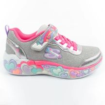 Skechers S Lights LED Kinderschuhe mit Klettverschluss für Mädchen, Grau